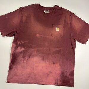 Carhartt Men's 2XL Maroon T-Shirt Loose Fit Short Sleeve Heavyweight Distressed